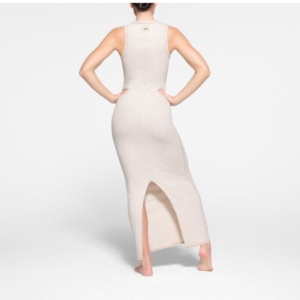 Skims cotton rib Maxi Dress in Heather Oatmeal